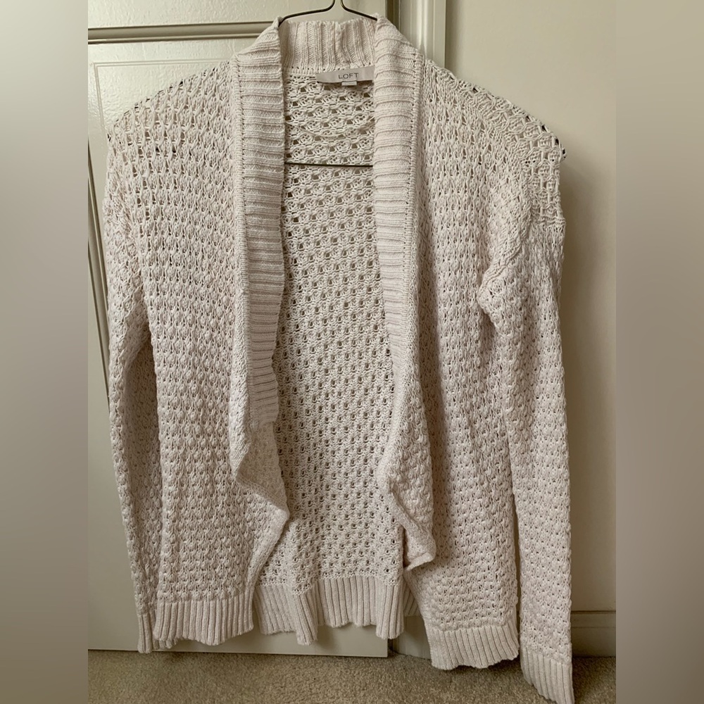 LOFT Cream Open-Knit Cardigan